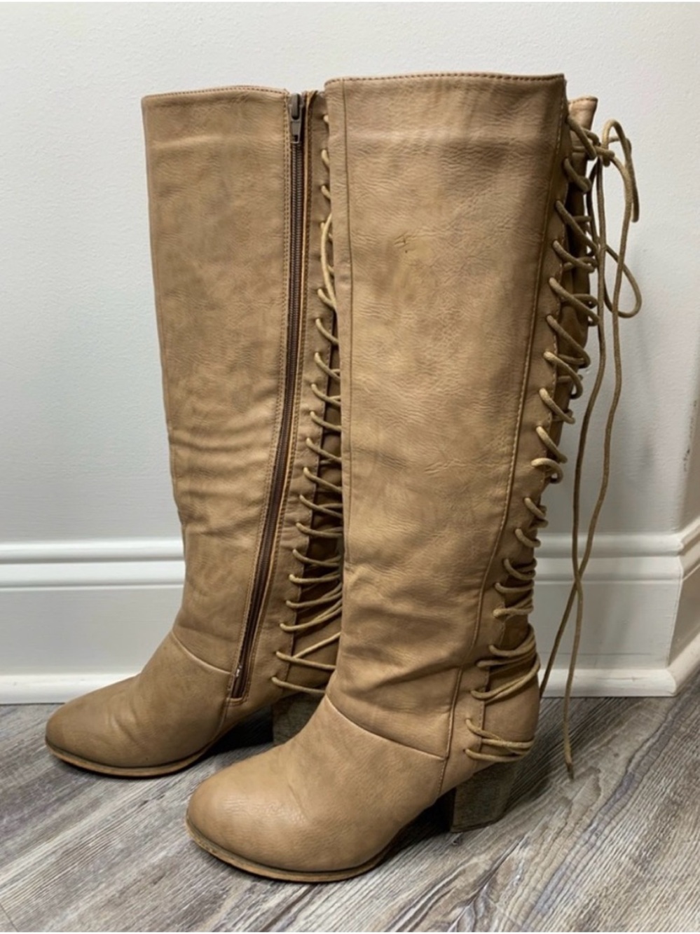 Women’s Tall Lace-Up Tan Boots